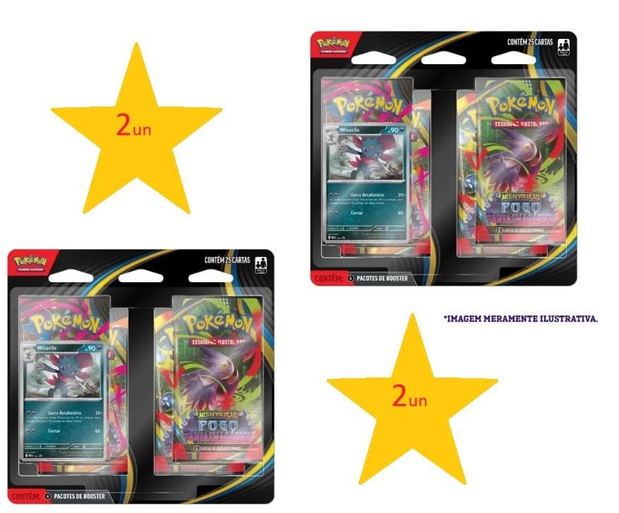 Blister Quadruplo Pokémon Fogo Fantasmagórico Weavile e sneasel